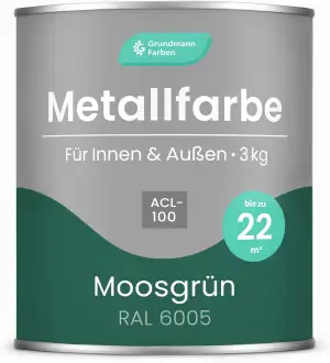 Grundmann Metallfarbe ACL 100 - Grün 3 Kg - Seidenmatt - 4in1 Metallschutzlack i
