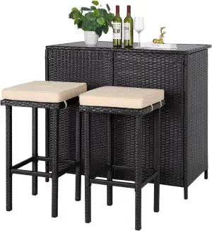 Polyrattan Gartenbar Set Gartenmöbel Sitzgruppe Rattan Bar Tresen Theke Tisch Ba