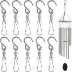 10 Stück Drehbarer Hakenclip, Drehbare Doppelhaken Clips, Wirbel Windspinner Aufhänger, Edelstahl S-Haken, für Windspiele Vogelfutterspender Gartenzubehör Hängedekorationen Partyzubehör