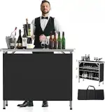 Bonnlo Campingtisch aus Aluminium, Klappbarer Outdoor Bartisch, Leicht & Tragbar, 2-stufige Ablag...