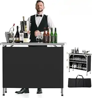 Bonnlo Campingtisch aus Aluminium, Klappbarer Outdoor Bartisch, Leicht & Tragbar