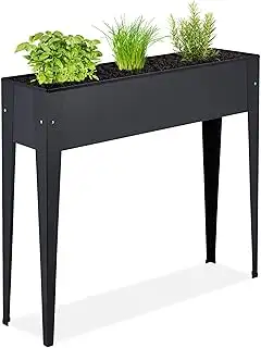 Relaxdays Hochbeet Metall, schmal, Kräuterbeet, Garten, Balkon & Terrasse, Gemüsebeet, HBT: 83 x ...