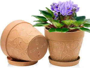 ZMTECH 20 cm Blumentopf mit untersetzer, 8 Zoll Kunststoff Terrakotta-Look Pflan