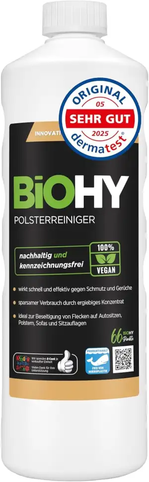 BiOHY Spezial Polsterreiniger (1l Flasche) | Konzentrat für Sofas, Polstermöbel,