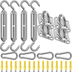 Sonnensegel Befestigung Kit M5 - Hochwertiges Edelstahl 304 - Tragfähigkeit von 64 kg - Sonnensegel Spanner Zubehör Montage Aufbau Set für Viereck und Dreieck Garten, Awnings Mounting Assembly Set