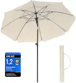 SONGMICS Sonnenschirm, 160 cm, Sonnenschutz, UPF 50+, neigbar um 30 Grad in beide Richtungen, höhenverstellbar, mit Tragetasche, für Balkon, Garten, Terrasse, Strand, ohne Sockel, Beige GPU60WTV1