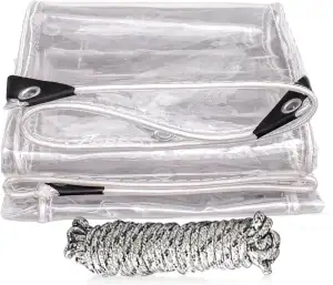 Wasserdicht Transparent Plane mit ösen Balkon Regenschutz 2x3M(BxL), Durchsichti