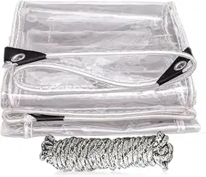 Wasserdicht Transparent Plane mit ösen Balkon Regenschutz 2x3M(BxL), Durchsichti