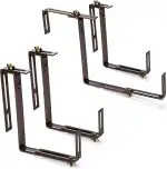 com-four® 4X Blumenkastenhalter für Balkon-Brüstungen und Geländer - Flexible Befestigung aus Metall für Pflanzkästen - 2-Fach verstellbar - kein Bohren (4 Stück - Dunkelbraun)