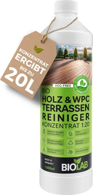 BIOLAB Holz & WPC Terrassen Reiniger Konzentrat 1:20 (1 Liter) Terrassenreiniger, Holzreiniger, W...