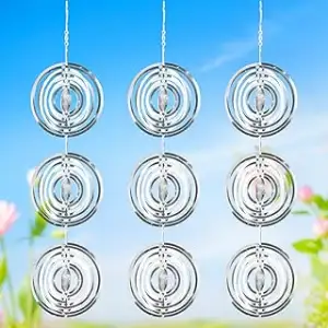 Vaskula 3 Stück Vogelabwehr Windspiel Runden Reflektierende 3D Edelstahl Windspi