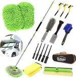17-Teiliges Auto Reinigungsset 62 Zoll Waschbürste mit Teleskopstiel, Autowaschbürste Reinigungss...