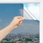 rabbitgoo Sonnenschutzfolie Fenster Innen & Außen Silber 44,5x200cm, Spiegelfolie Fenster Sichtschutz Fensterfolie Sonnenschutz Hitzeschutzfolie UV Schutzfolie Einseitig Blickdicht Wärmeschutzfolie