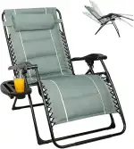 Sonnenliege Liegestuhl Klappbar, 85 cm Extra Breit Gartenliege Klappbare, Gartenstuhl mit Getränkehalter & Nackenkissen, Klappliegestuhl Relaxliege Verstellbarer Rückenlehne, Bis 150kg