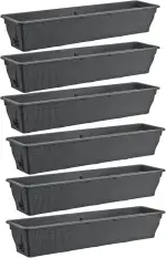 6X Balkonkasten 100cm Blumenkasten mit Wasserspeicher anthrazit, 25 L - Blumenkästen wetterfest P...
