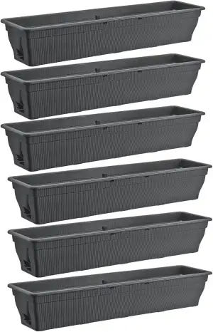 6X Balkonkasten 100cm Blumenkasten mit Wasserspeicher anthrazit, 25 L - Blumenkä