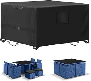 Kovshuiwe Gartenmöbel Abdeckung,120x120x74cm Schutzhülle Gartenmöbel Wasserdicht
