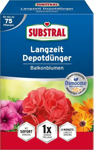 Substral Balkonblumen Langzeit Depotdünger, 750g, für Geranie, Surfinie, Dipladenie, Petunie, Fuchsie, Begonie, u.a