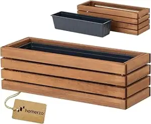 Holz Pflanzkasten Blumenkasten rechteckig – braun imprägniert, mit herausnehmbar