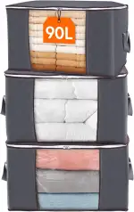 Lifewit 3 Stück 90L Große Aufbewahrungstasche Schrank Organizer Set, Faltbar Kleideraufbewahrung ...