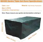 RICHIE Abdeckung für Gartenmöbel wasserdichte Schutzhülle Anti-UV Abdeckplane Atmungsaktiv Polyethylen für Gartentische Terrassenmöbel Rechteckig (Grün 180x120x70cm)