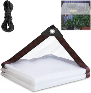 Garteniglu Transparent 1x2m Terrassenplane Durchsichtige Plane Gewebeplane mit Ö