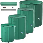 750L Faltbare Regentonnen 150 Gallonen Wasserauffangbehälter mit Wasserhahn, Skala & Ablauf Tragbare Regenwassertonne mit Stützstab Grün Wassertank zum Sammeln von Regenwasser Garten Regentank