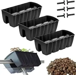 3X Geländerkasten | Balkonkasten mit Bewässerungssystem und Gummikappen für Wasserablauf | Überto...