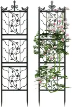 unho Rankgitter Metall, 2er Set, rostfrei Rankhilfe für Kletterpflanzen, 195 x 50 cm, Spalier Garten, Gartendeko Schwarz