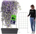 KADAX Rankgitter 53 x 120 cm, 6 Stück, Rankhilfe für Kletterpflanzen wie Bohnen & Erbsen, Pflanzenstütze aus beschichtetem Metall, Pflanzengitter für Pflanzkübel