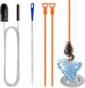 Redamancy 4 Stück Abflussreiniger Spirale,Doppelkopf-Rohrreinigungsbürste Edelstahl-Kanalreiniger,Abflussreiniger Sticks, Abfluss Bürste,Flexible Reinigungsbürste für den Abfluss in Küche und Dusche