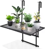 RELAX4LIFE Balkonhängetisch 5-stufig höhenverstellbar, Hängetisch Eisen, Beistelltisch klappbar, ...