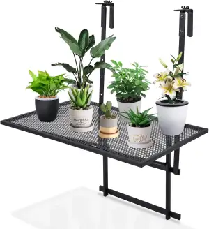 RELAX4LIFE Balkonhängetisch 5-stufig höhenverstellbar, Hängetisch Eisen, Beistel