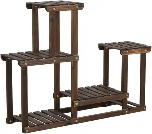 Yaheetech Pflanzenregal Holz, Blumenregal mit 4 Ebenen, Blumenständer Garten, Pf
