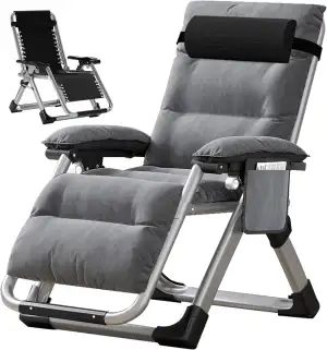 200KG Belastbar Klappbar Liegestuhl mit Auflage, Sitzen und Liegen Doppelzweck V