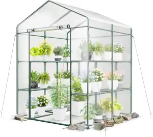 RELAX4LIFE Gewächshaus, 144 x 139 x 195 cm, Foliengewächshaus Winterfest, Überwi