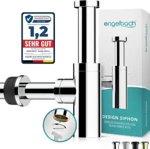 Engelbach® Design Siphon für Waschbecken & Waschtisch - Mit Reinigungsöffnung - Universal Abfluss...