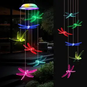 Solar Windspiel für Draußen, Libelle Licht, Wasserdicht für Garten, Solarbetrieb