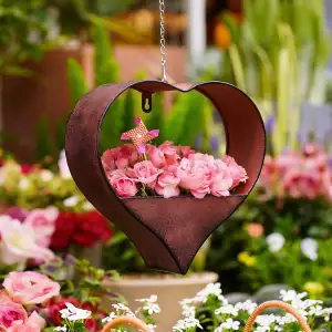 Yeomoo Metall Herzform Blumentopf Hängend Gartendeko für Draußen - Rost Pflanzkübel Deko für Gart...