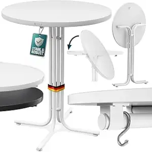 Casaria® Stehtisch Klappbar Outdoor Gastro Bistrotisch 2X Haken Ø 80 cm Rund Wit
