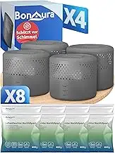 BonAura® 4x Luftentfeuchter ohne Strom + 8x 400g Luftenfeuchter Nachfüllpack - R