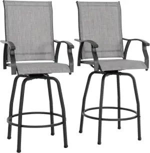 Avestar 2er Set Barhocker 360° drehbar, Outdoor Barstühle mit Fußstütze & Metallrahmen, Hoher Rüc...