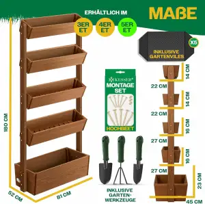 KESSER® Hochbeet mit 5 Etagen Premium Blumenkasten Blumentreppe Pflanztreppe Gem