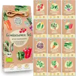 Bio Gemüse Samen Set - 12 Sorten Gemüsesamen aus biologischen Anbau, samenfestes Gemüse Saatgut, ...