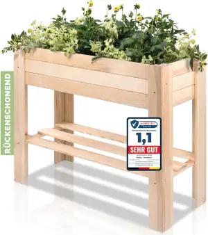 PATKAR® Hochbeet Holz [RÜCKENSCHONENDE HÖHE] - Premium hochbeet Balkon oder Gart