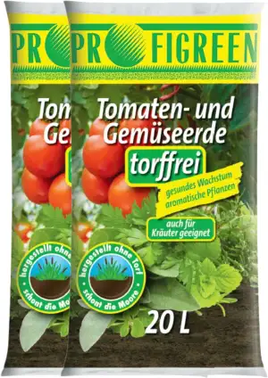 Profigreen Tomatenerde torffrei mit nachhaltigem Langzeitdünger - Gartenerde mit