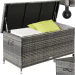 tectake® Poly Rattan Auflagenbox wetterfest, abschließbare Box mit Deckel, outdoor Aufbewahrungsk...
