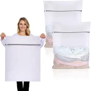 2 Stück Wäschenetz Groß, 60 x 80 cm Wäschenetz für Waschmaschine Wäschesack Groß
