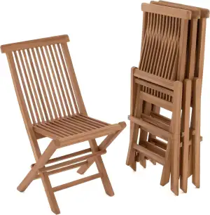 Divero 4er Set Klappstuhl Positano aus Teakholz, behandelt - Farbe: Braun