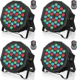 4 PCS 36W Akku Bühnenlicht, RGB Wiederaufladbar LED Par Licht mit Fernbedienung und 7 Beleuchtung, 1/3/4/6 Stunden Timer Akku Strahler outdoor für Hochzeit Bar DJ Show Disco